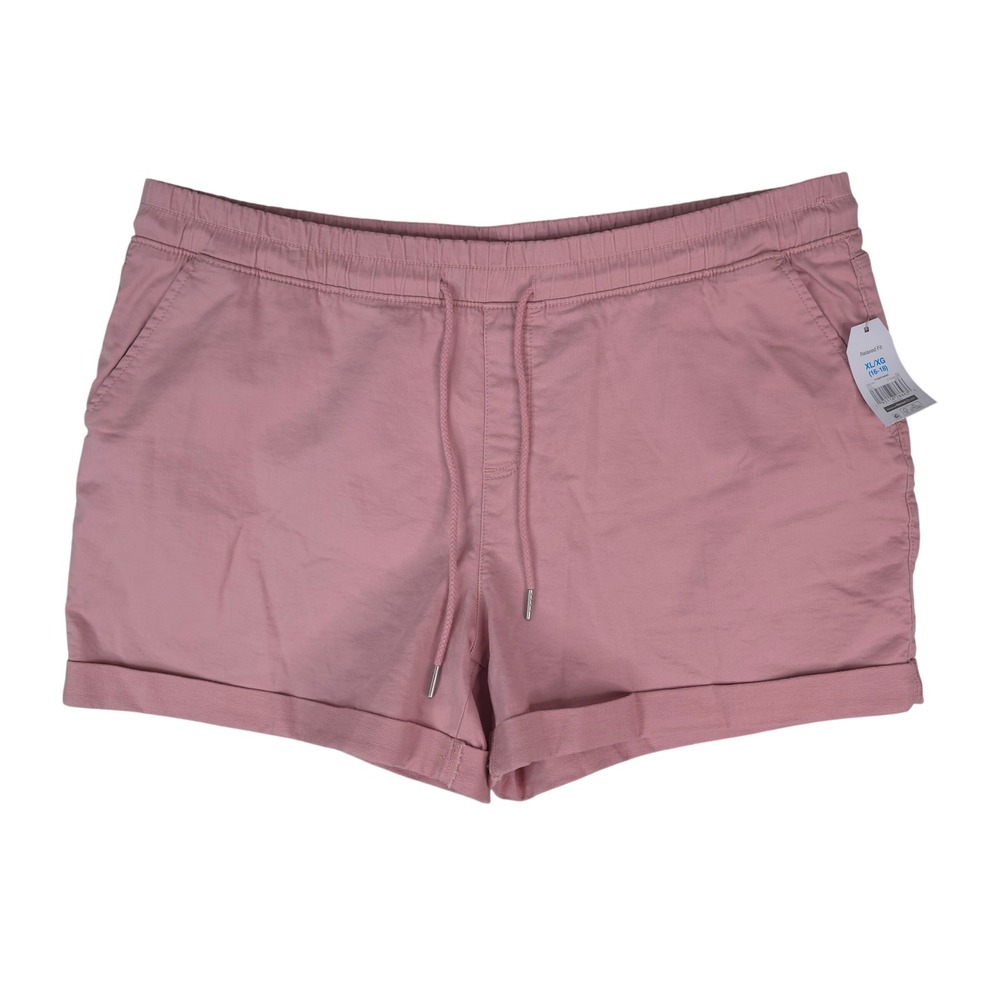 Time and Tru Knit Shorts Women XL 16-18 Pink Relaxed Fit Elastic Waist Cuffed